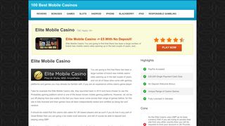 Elite Mobile Casino Reviews - Get £5 With No Deposit Required!