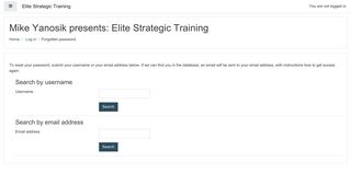 Forgotten password - Mike Yanosik presents: Elite Strategic Training