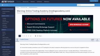 Warning: Online Trading Academy (tradingacademy.com) | Elite Trader
