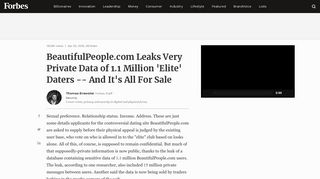 BeautifulPeople.com Leaks Very Private Data of 1.1 Million ... - Forbes