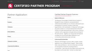 Elite Partner Program Application - Response Technologies