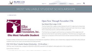 Most Valuable Student Scholarships - San Rafael Elks Lodge