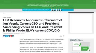 ELM Resources Announces Retirement of Jon Veenis, Current CEO ...