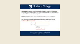 My Elmhurst Campus Portal > Login