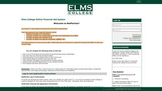 (Elms College) Student Log In