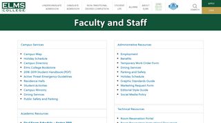 Faculty and Staff - Elms College