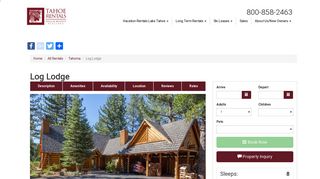 Tahoma Vacation Rental Lake Tahoe – Log Lodge – Tahoe Rentals