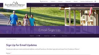 Email Sign Up | Punderson Manor Lodge & Conference Center