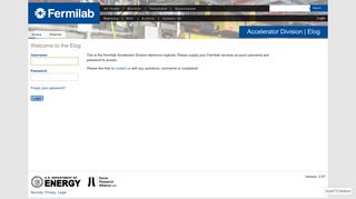 Elog | Login - Accelerator Division - Fermilab