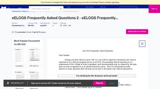 eELOGS Frequently Asked Questions 2 - Course Hero