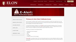 Elon University - E-Alert: Elon's Notification System