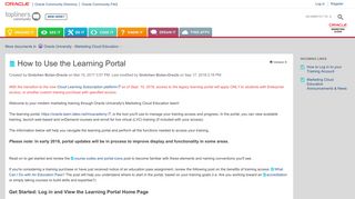 How to Use the Learning Portal | Oracle Community