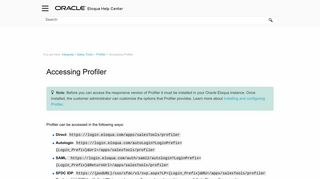 Accessing Profiler - Oracle Docs