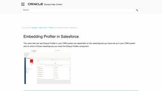 Embedding Profiler in Salesforce - Oracle Docs