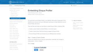 Embedding Eloqua Profiler - AppCloud - Relationship One
