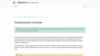 Creating secure microsites - Oracle Docs