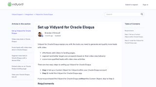Set up Vidyard for Oracle Eloqua – Vidyard Support