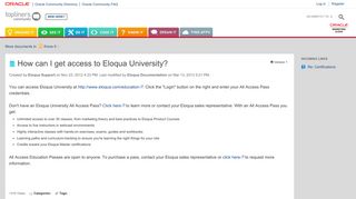 How can I get access to Eloqua University? | Oracle Community