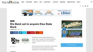 Rio Bank set to acquire Elsa State Bank - The Monitor