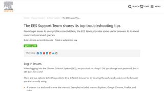 The EES Support Team shares its top troubleshooting tips - Elsevier