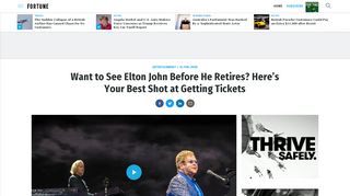 Elton John Farewell Tour: How to Get Tickets | Fortune