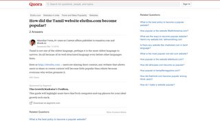 How did the Tamil website eluthu.com become popular? - Quora
