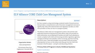 ELV Alliance CORE Child Care Managment System - Early Childhood ...