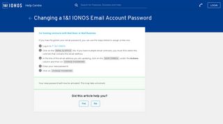 Changing a 1&1 IONOS Email Account Password - 1&1 IONOS Help