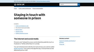 Staying in touch with someone in prison: The internet and ... - Gov.uk