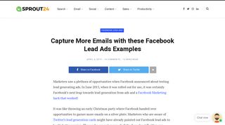 Capture More Emails with Facebook Lead Ads Examples - Early ...
