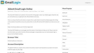 Abbott Email Login Page URL 2019 | iEmailLogin