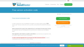 Free version activation code - SendBlaster bulk email software
