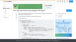 Can I get user email using Instagram API login? - Stack Overflow