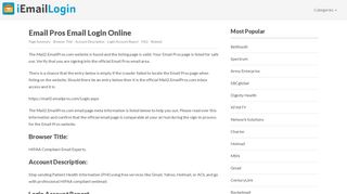 Email Pros Email Login Page URL 2019 | iEmailLogin