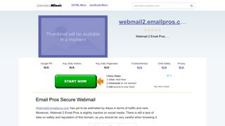 Webmail2.emailpros.com website. Email Pros Secure Webmail.