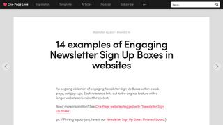 14 examples of Engaging Newsletter Sign Up Boxes in websites