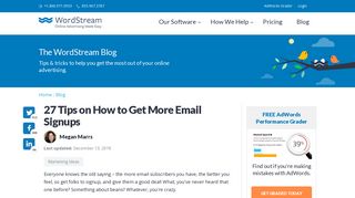 27 Tips on How to Get More Email Signups - WordStream