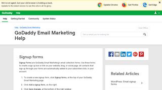 Signup forms | GoDaddy Email Marketing - GoDaddy Help AU