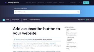 Add a subscribe button to your website | Campaign Monitor