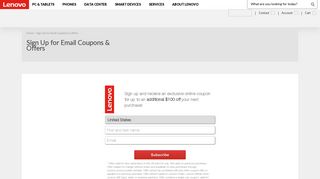 Email Sign Up Coupon Offers | Additional $100 Off | Lenovo US