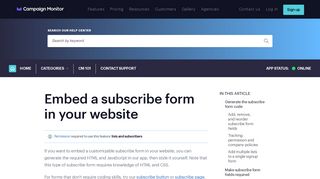 Embed a subscribe form in your website | Campaign Monitor