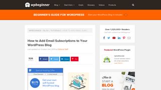 How to Add Email Subscriptions to Your WordPress Blog - WPBeginner