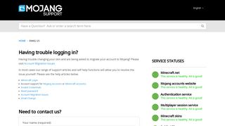 contact customer support - Mojang
