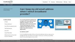 Can I keep my old email address when I switch broadband provider?