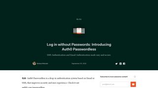 Log in without Passwords: Introducing Auth0 Passwordless