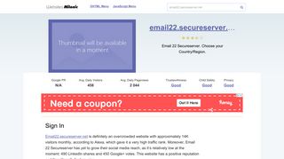 Email22.secureserver.net website. Sign In.