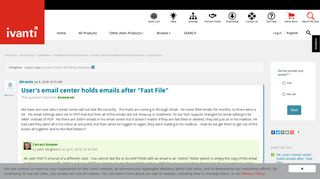 User's email center holds emails after 