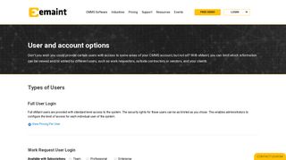 User & Account Options - eMaint