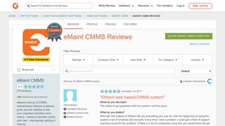 eMaint CMMS Reviews | G2 Crowd
