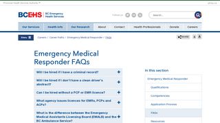 Emergency Medical Responder FAQs - BC Emergency Health Services